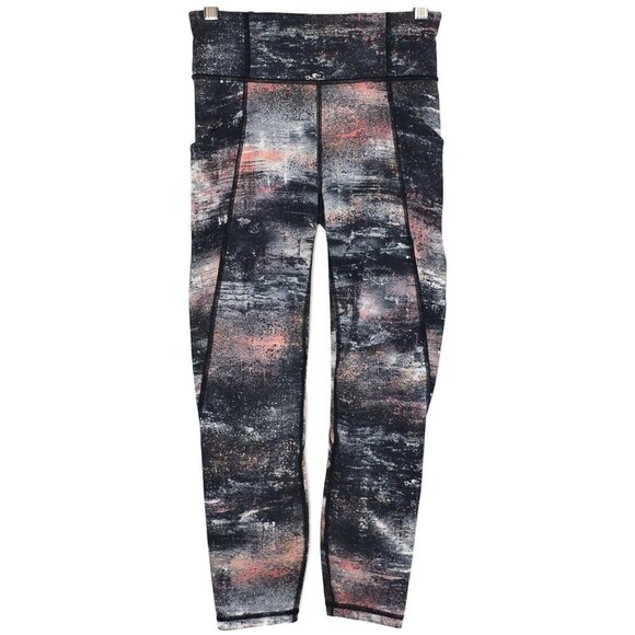 lululemon Time To Sweat Crops *23" Size 4 in Azurite Poppy Coral Multi - Picture 1 of 4